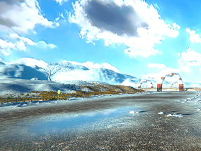 Game showcase snowy scene