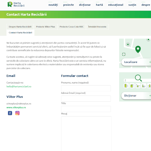 Pagina Contact Harta Reciclarii