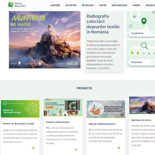 Pagina principala a website-ului hartareciclarii.ro