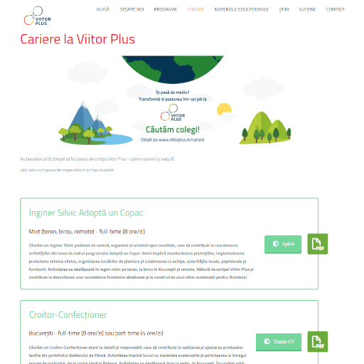 Pagina Cariere de pe viitorplus.ro